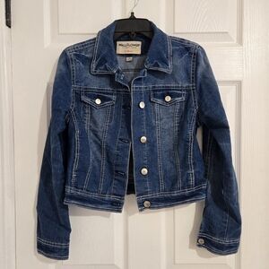 Wallflower Jean Jacket Women's Junior's Size Medium Dark Wash Denim Cropped